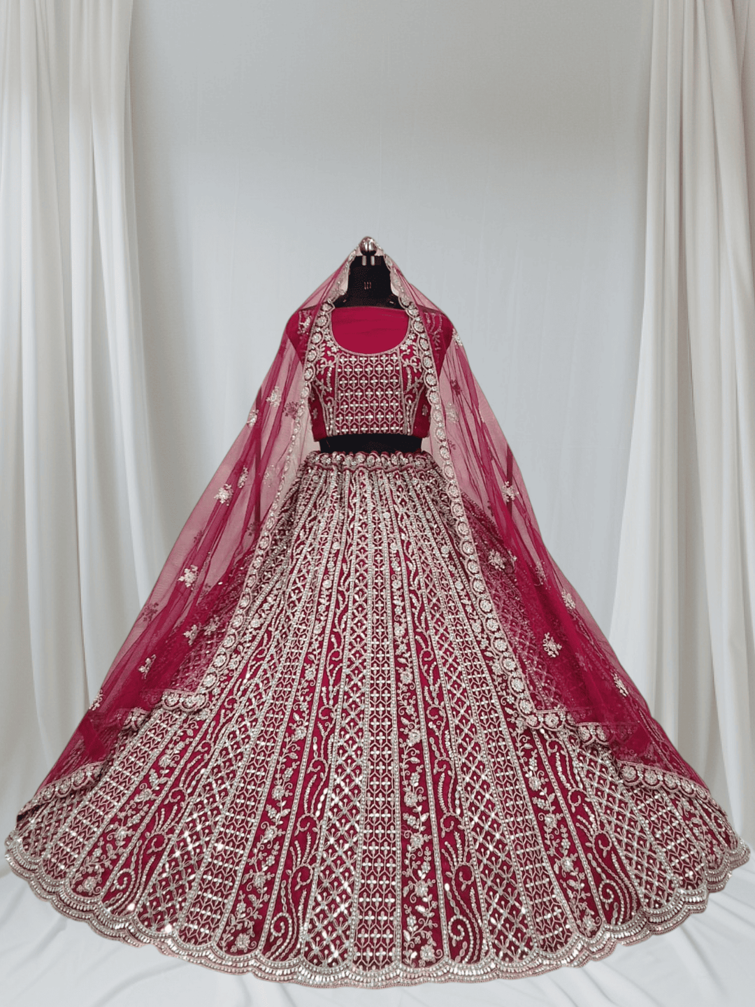 Ruby Red Colour lehenga with matching blouse for Engagement and Reception 