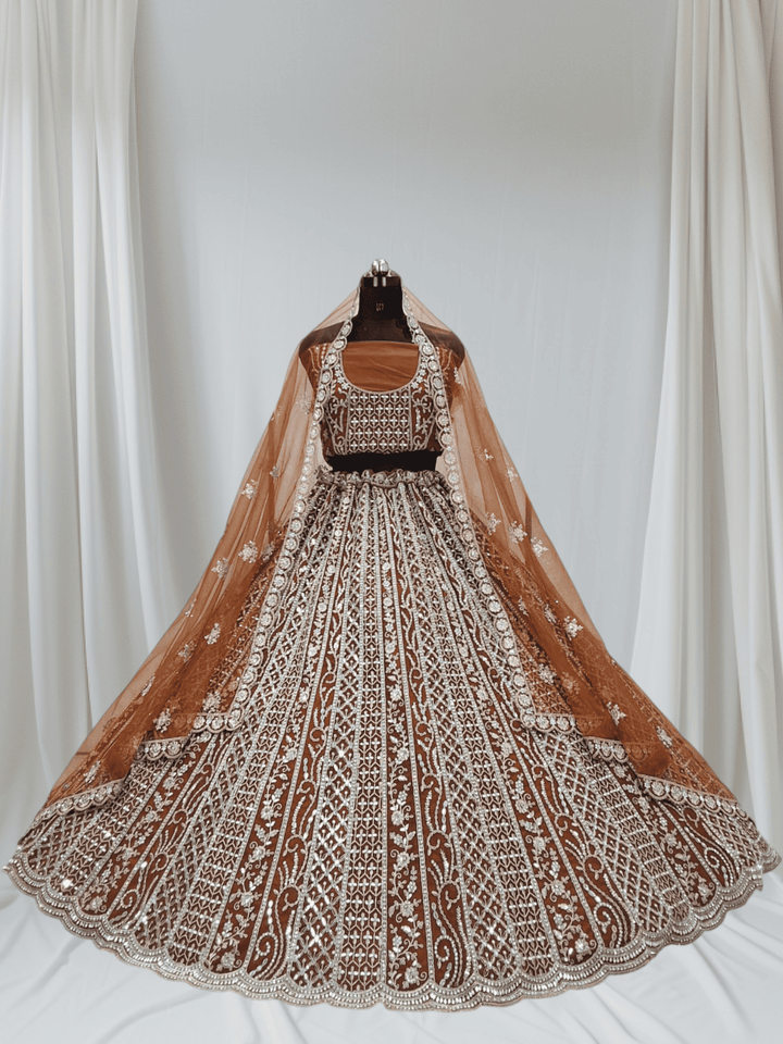 Rust Colour Lehenga for Engagement | Party Wear Lehenga 