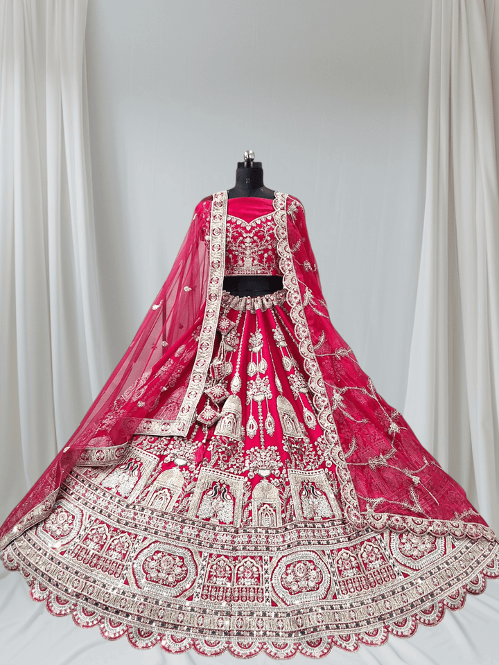 Bridal Peacock Vertical Gold Work Lehenga