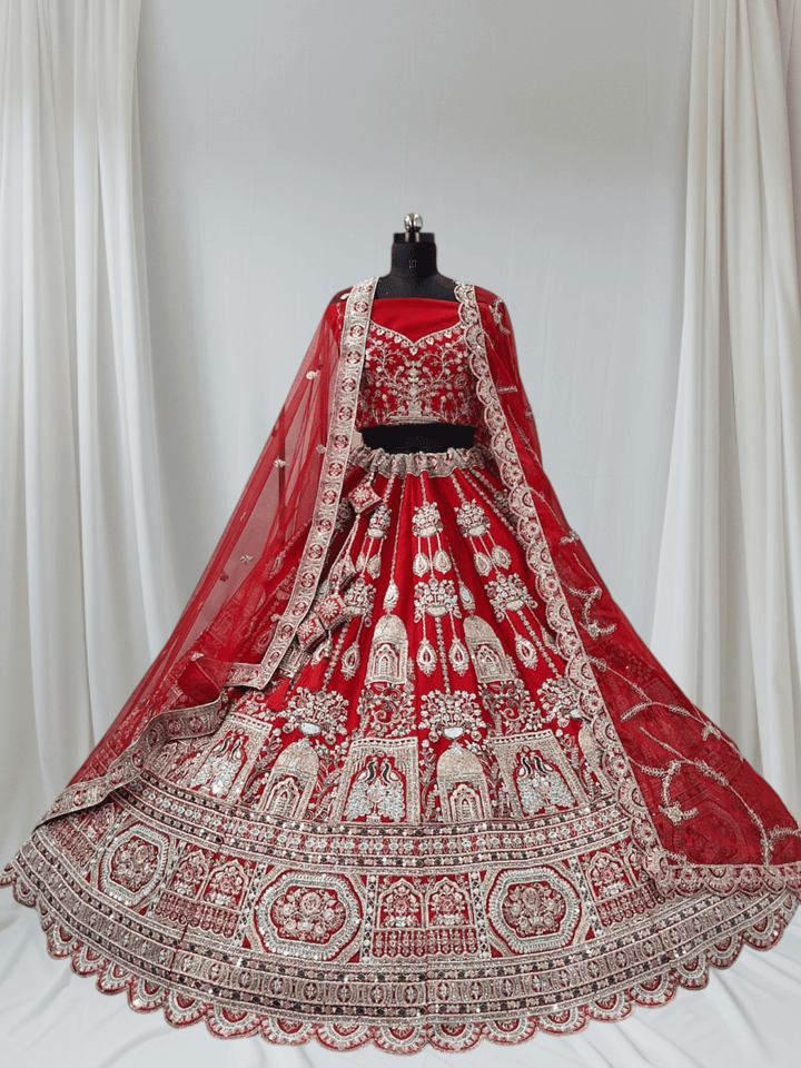 Bridal Peacock Vertical Gold Work Lehenga
