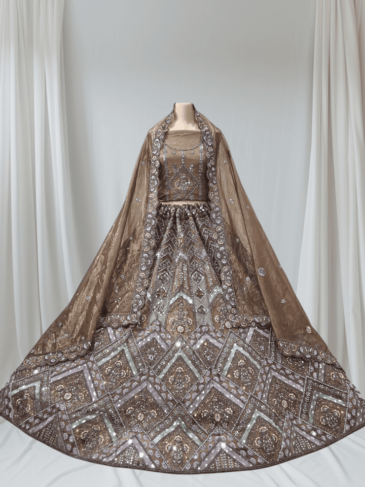 Designer Partywear Lehenga Choli with Heavy Embroidery & Shimmer Dupatta