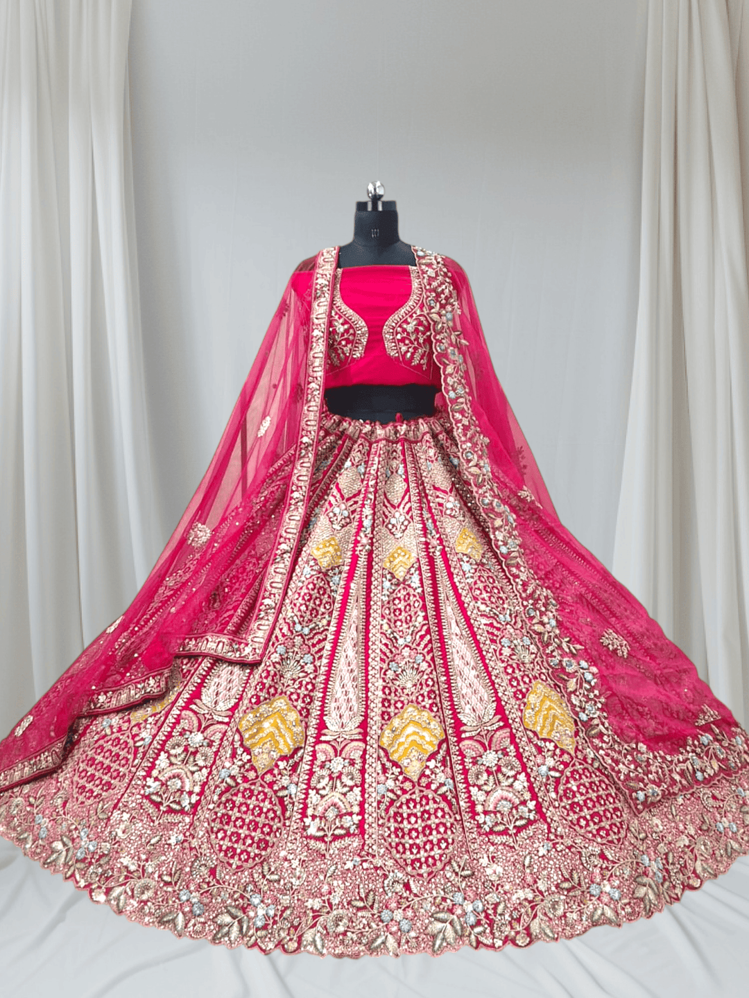 Royal Jarkan Embroidered Silk Bridal Lehenga – Available in Red & Rani by Keshav Creations
