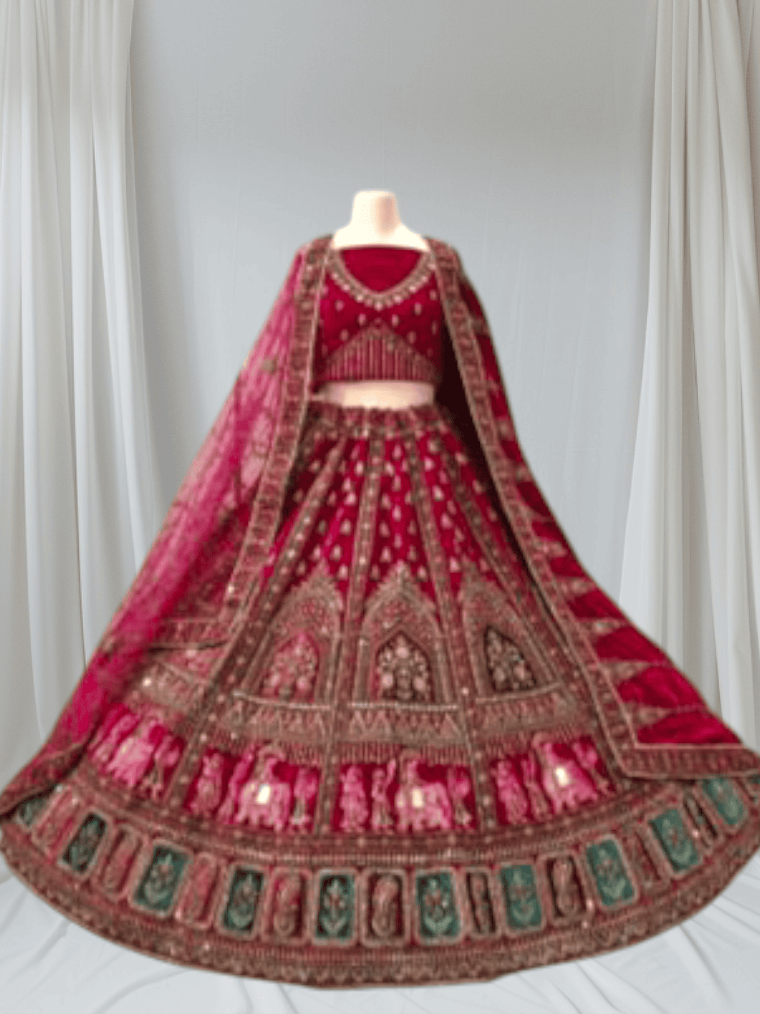 Royal Bridal Velvet Embroidered Lehenga