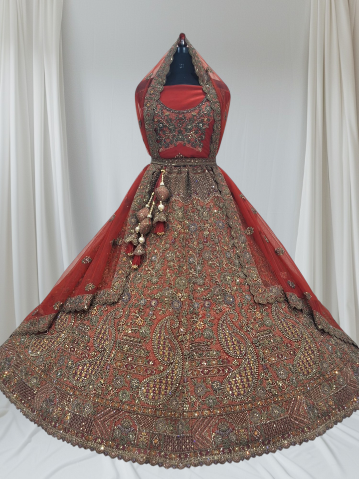 Heavy Embroidered Designer Lehenga – Premium Zari & Stone Work