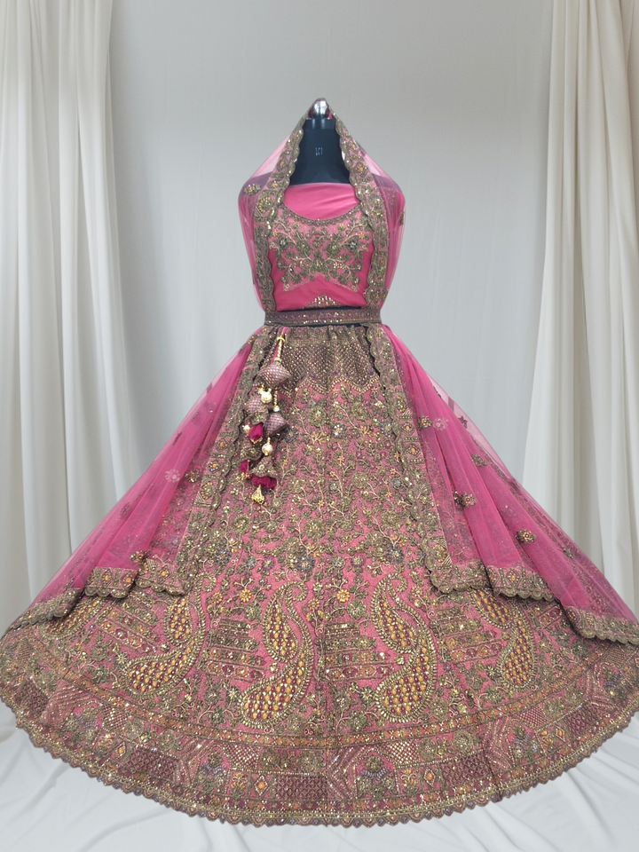 Heavy Embroidered Designer Lehenga – Premium Zari & Stone Work