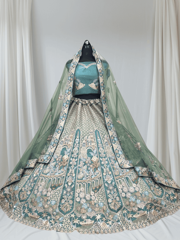Royal Heavy Embroidered Non-bridal Lehenga Set with Net Dupatta – 4 Premium Color Options