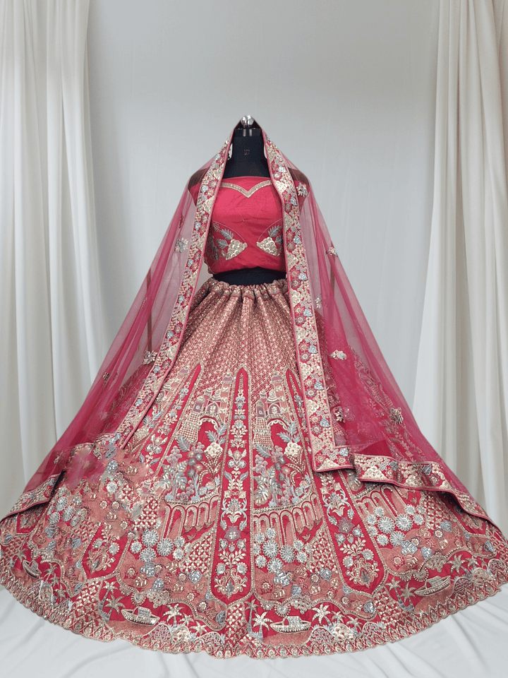 Royal Heavy Embroidered Non-bridal Lehenga Set with Net Dupatta – 4 Premium Color Options