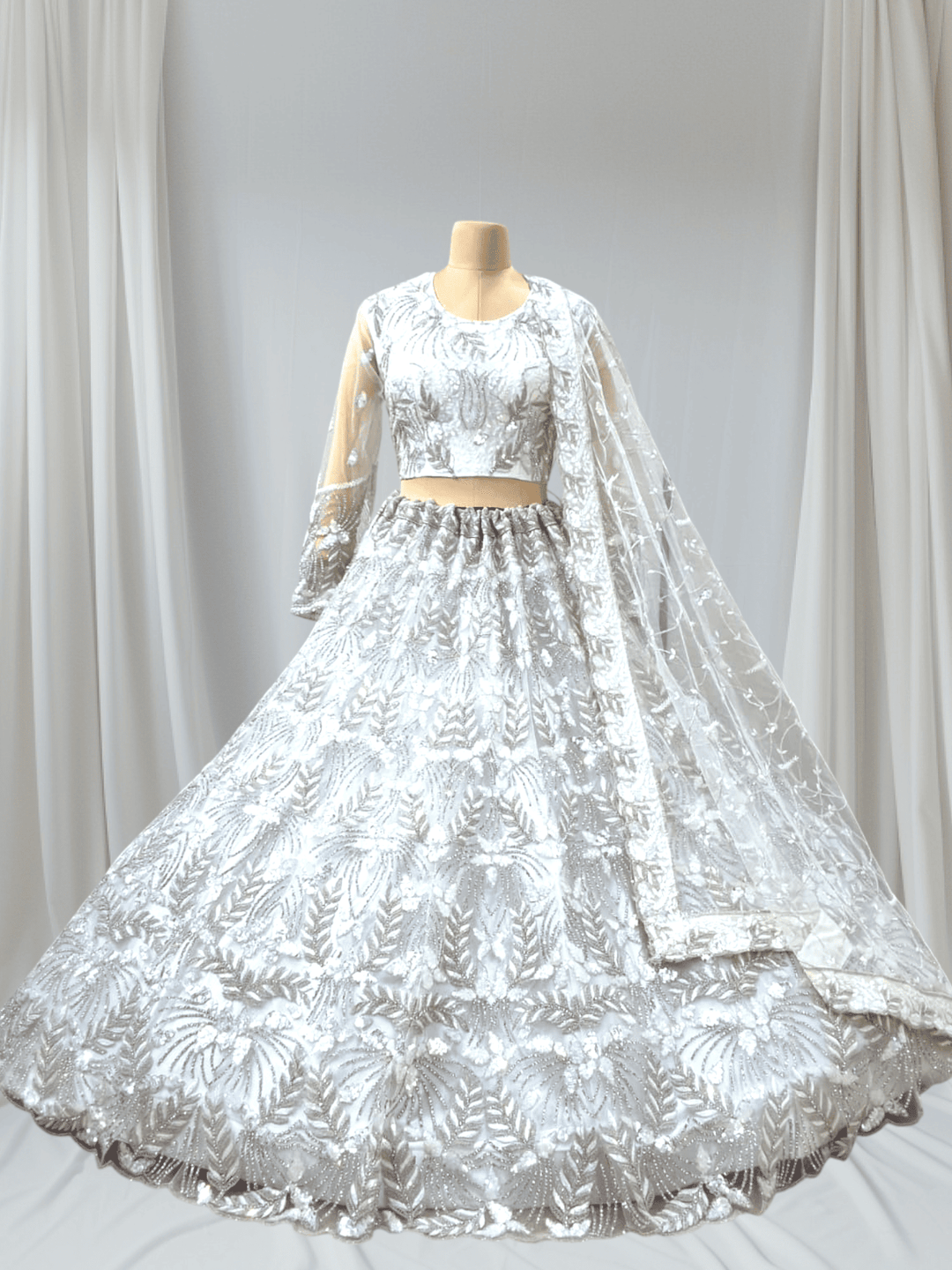 Heavy Embroidered Designer Lehenga Set in Dual-Tone Pastel Shades