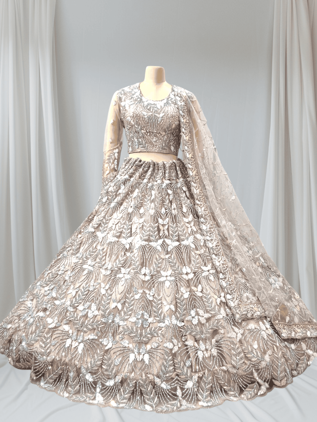 Heavy Embroidered Designer Lehenga Set in Dual-Tone Pastel Shades