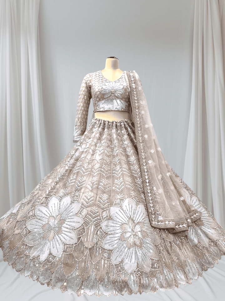 Floral Luxe Embroidered Party Wear Lehenga – Available in 4 Elegant Shades