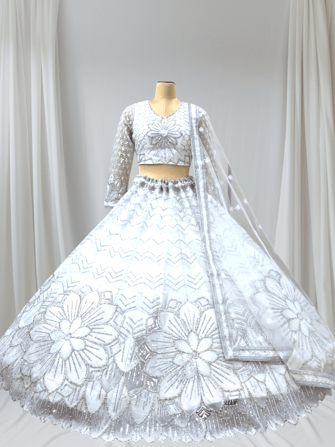 Floral Luxe Embroidered Party Wear Lehenga – Available in 4 Elegant Shades