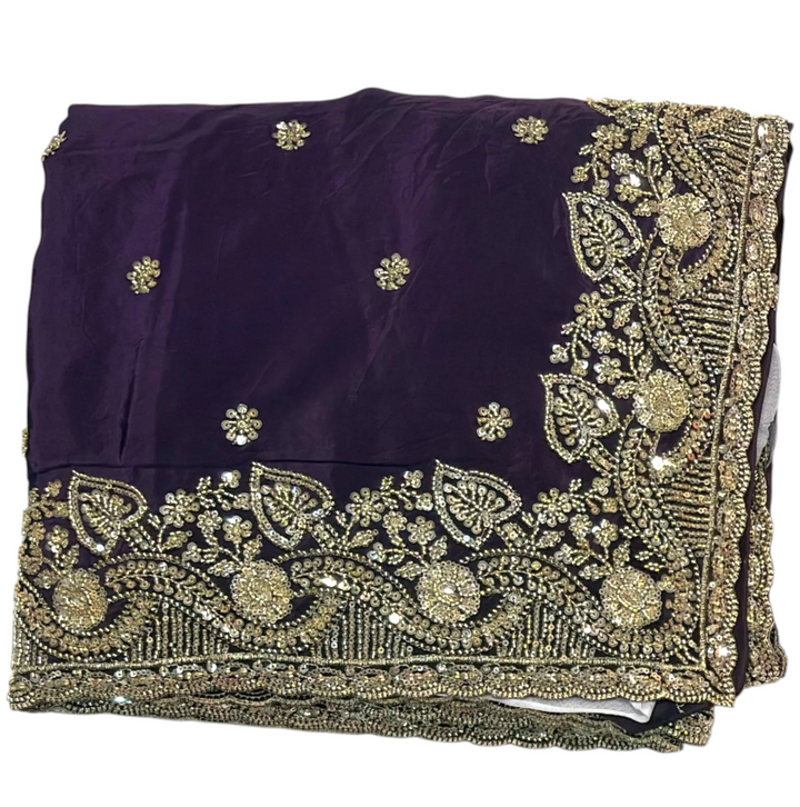 Wine Colour Designer Saree with Heavy Zari work 