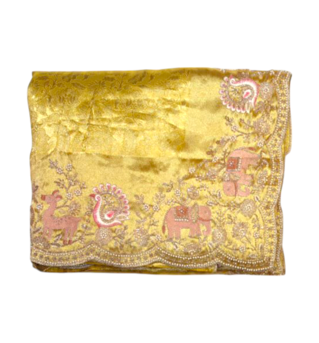 Mustard Colour Brocade Saree for women 
