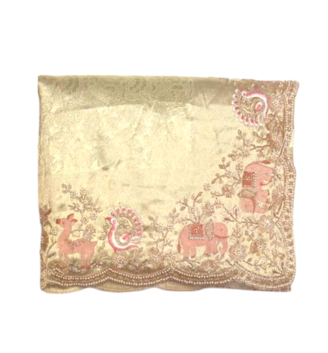 Off White Colour Brocade Saree for women 