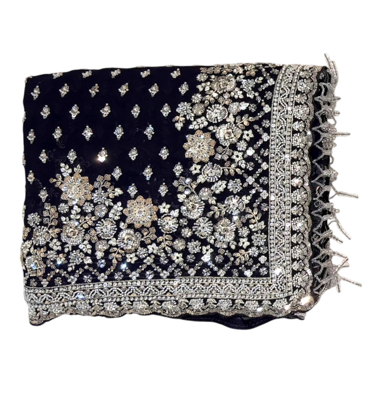 Royal Purple Colour Party Wear Saree For girls