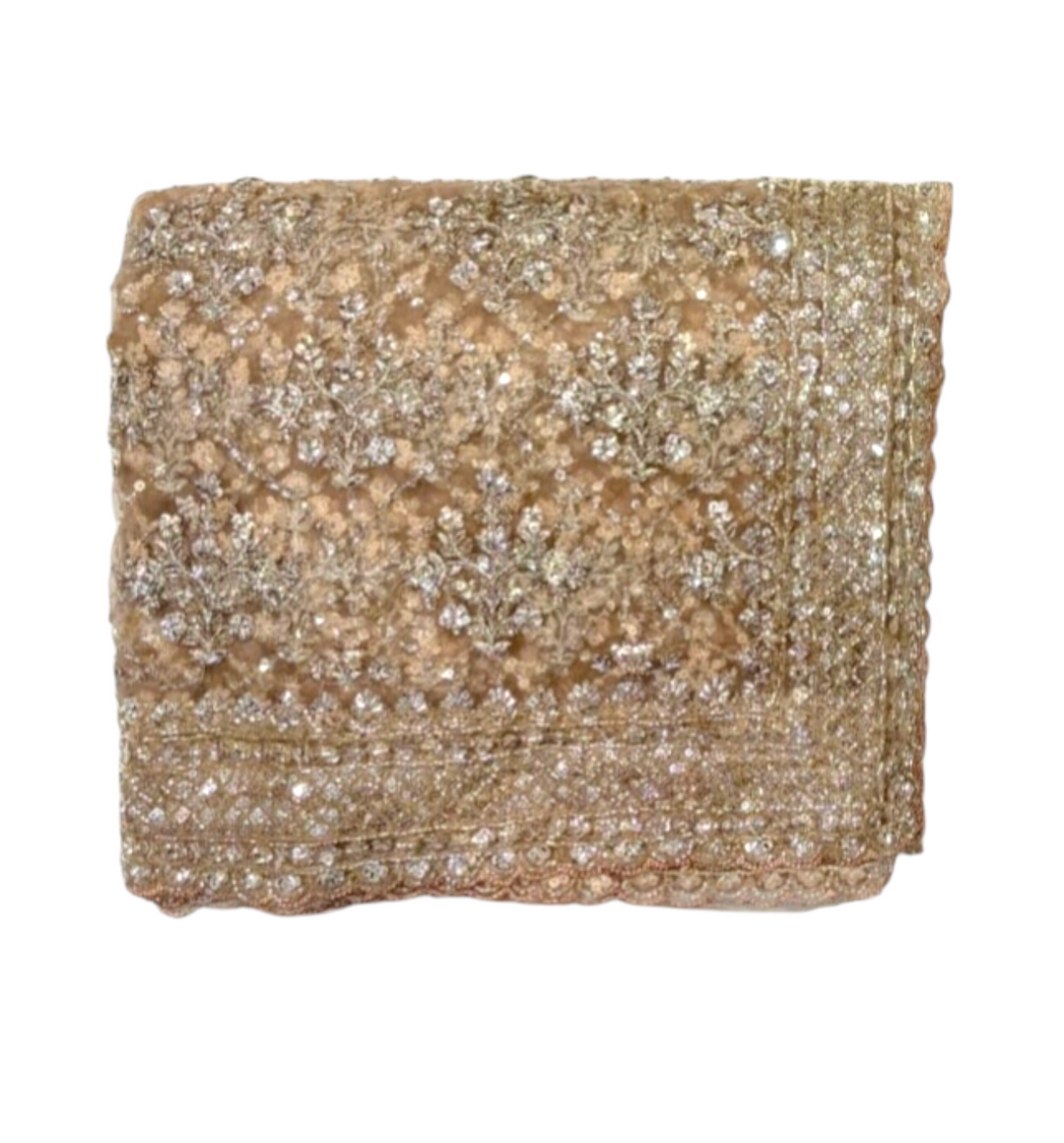 Peach Colour Designer Saree in Net Fabric 