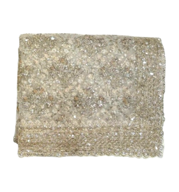 Off white Colour Designer Saree in Net Fabric 