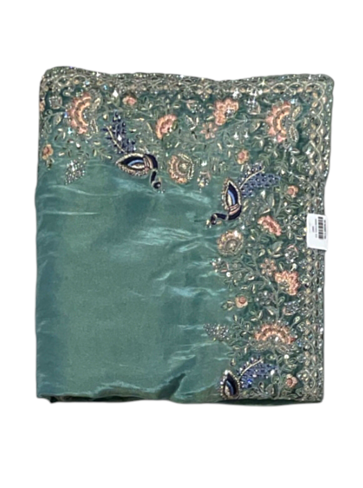 C Green Designer Banarasi Organza Saree for women 