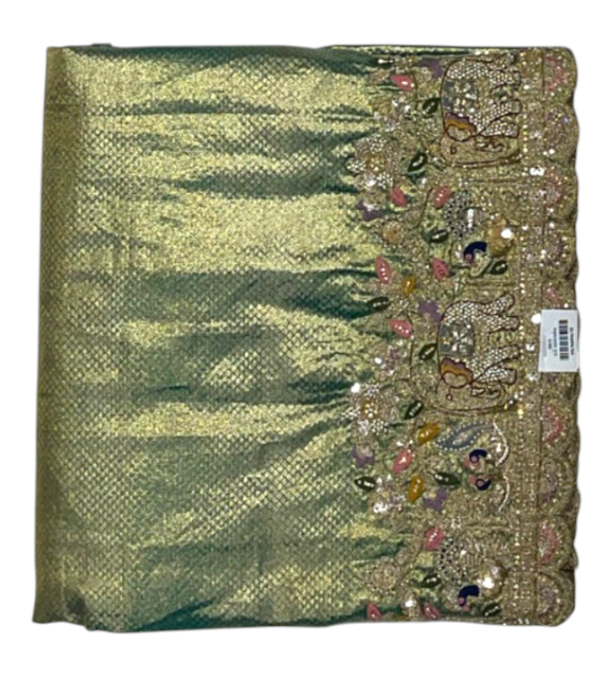 Pista Colour Designer Kanjivaram Silk Saree for Women 