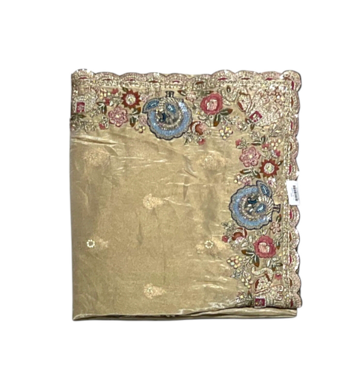 Beige Colour Saree in Tissue Fabric with Zari work 