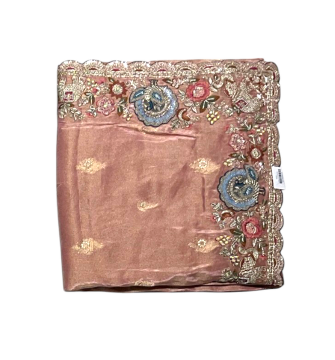 Gazari Colour Saree in Tissue Fabric with Zari work 