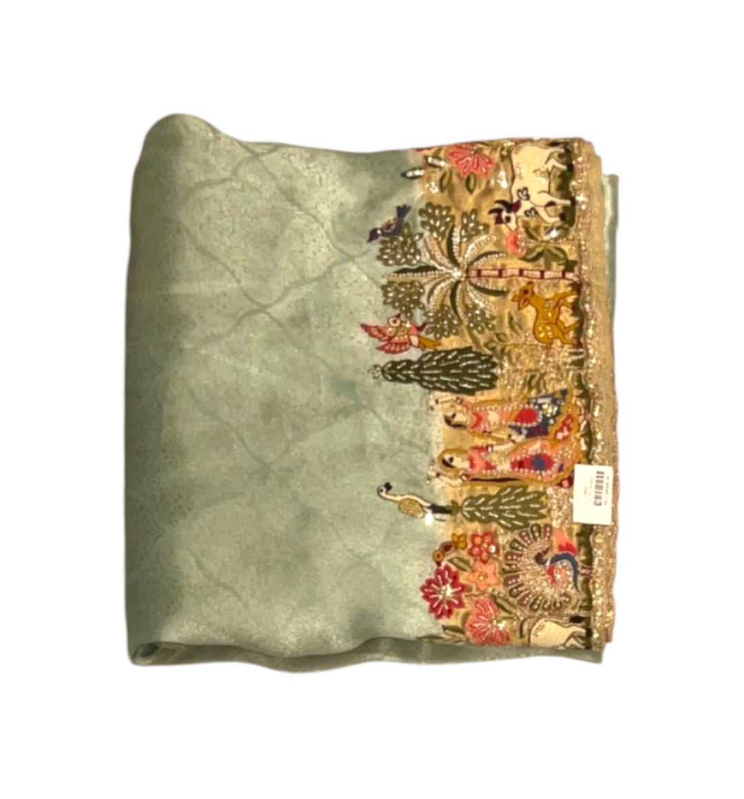 Luxury Tissue Fabric Saree with Rich Zari Work | Designer Ethnic Saree – Keshav Creations