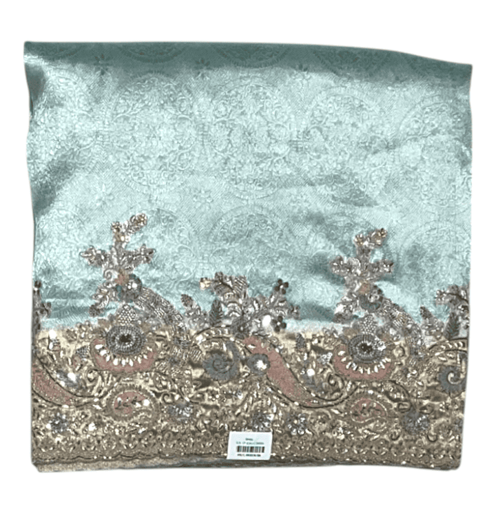 Mint Green Decorative Saree with intricate gold and silver embroidery 