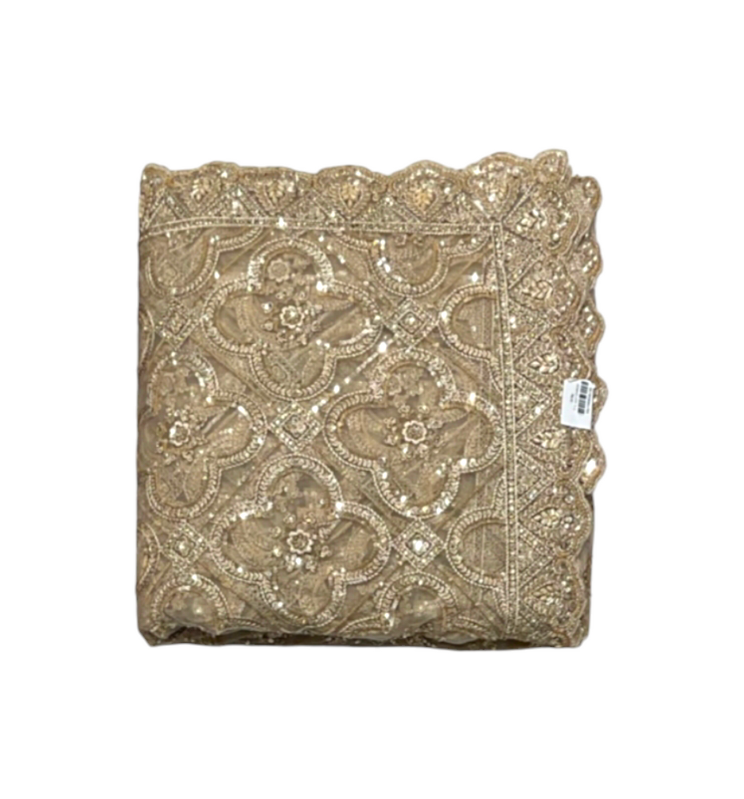 Beige Colour Designer Party Wear Saree in Net Fabric 