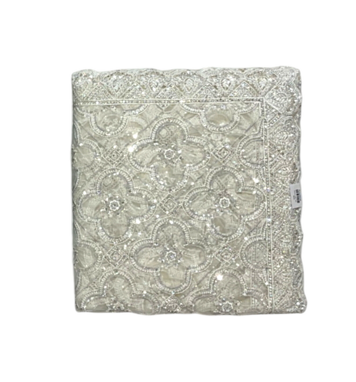 White Colour Designer Party Wear Saree in Net Fabric 