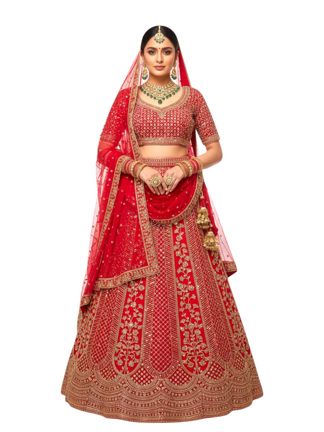 Traditional Red & Gold Wedding Party Lehenga