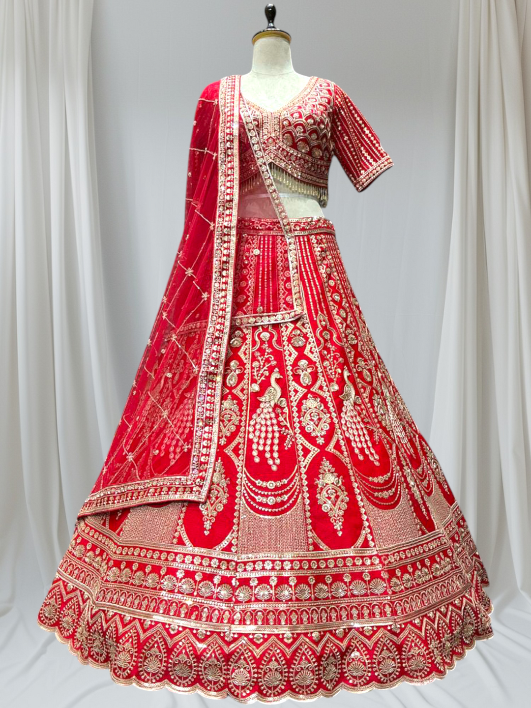 Red Heavy Embroidered Bridal Lehenga for Wedding | Keshav Creations