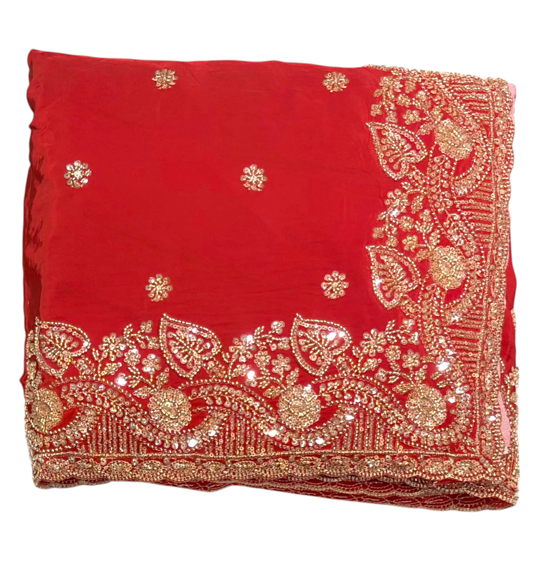 Premium Crape Designer Saree with Heavy Zari & Sequin Work – Wedding & Party Wear