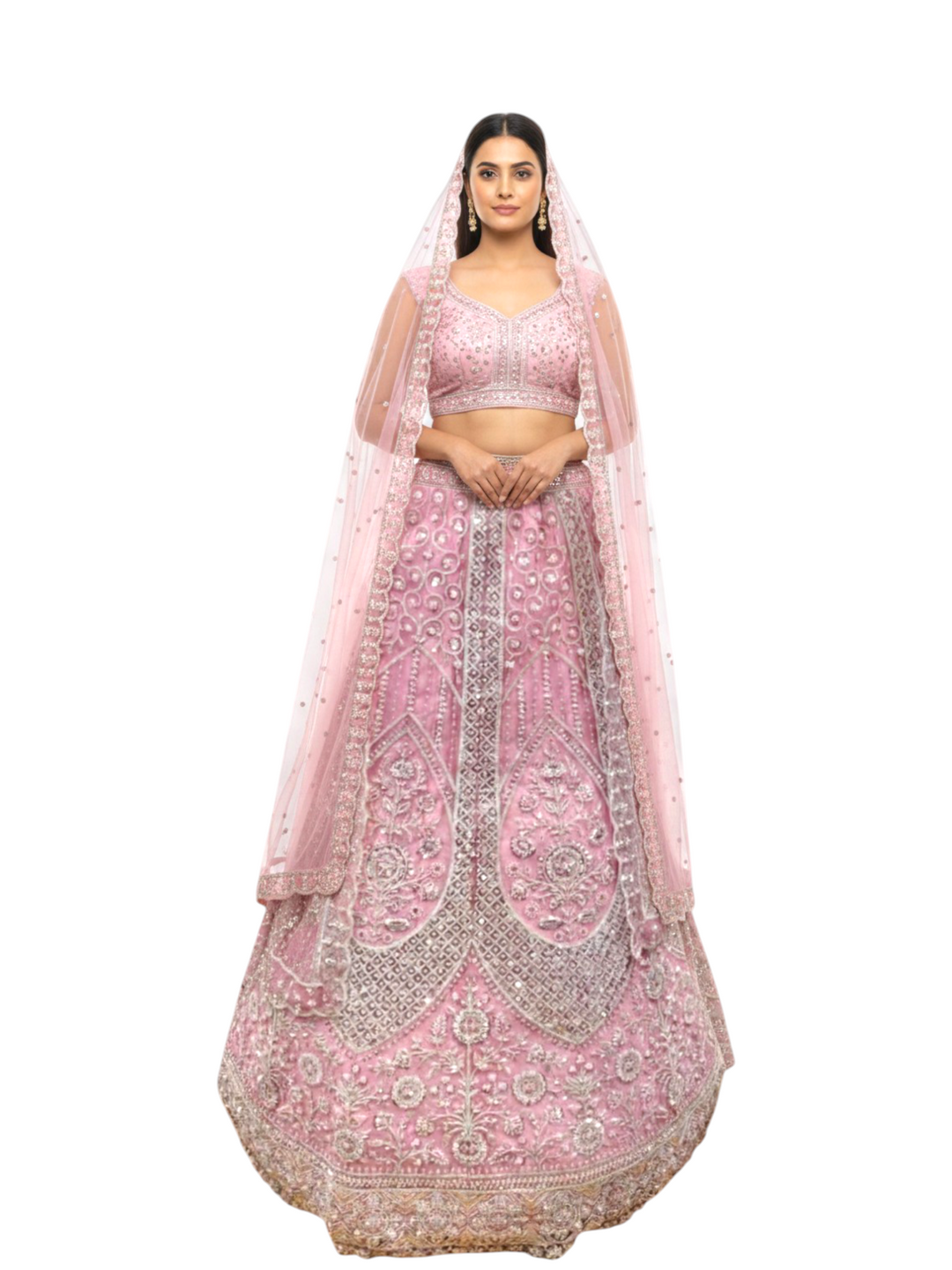 Lavender Pink Sequin Studded Party Wear Lehenga